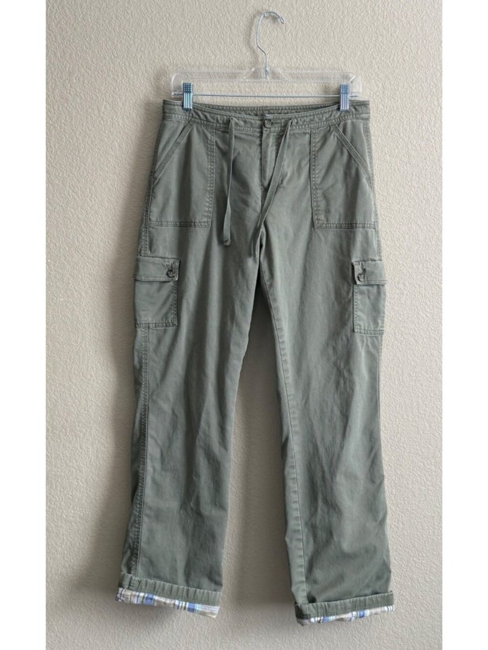 L.L. Bean Flannel Lined Cargo Pants Favorite Fit Olive Green